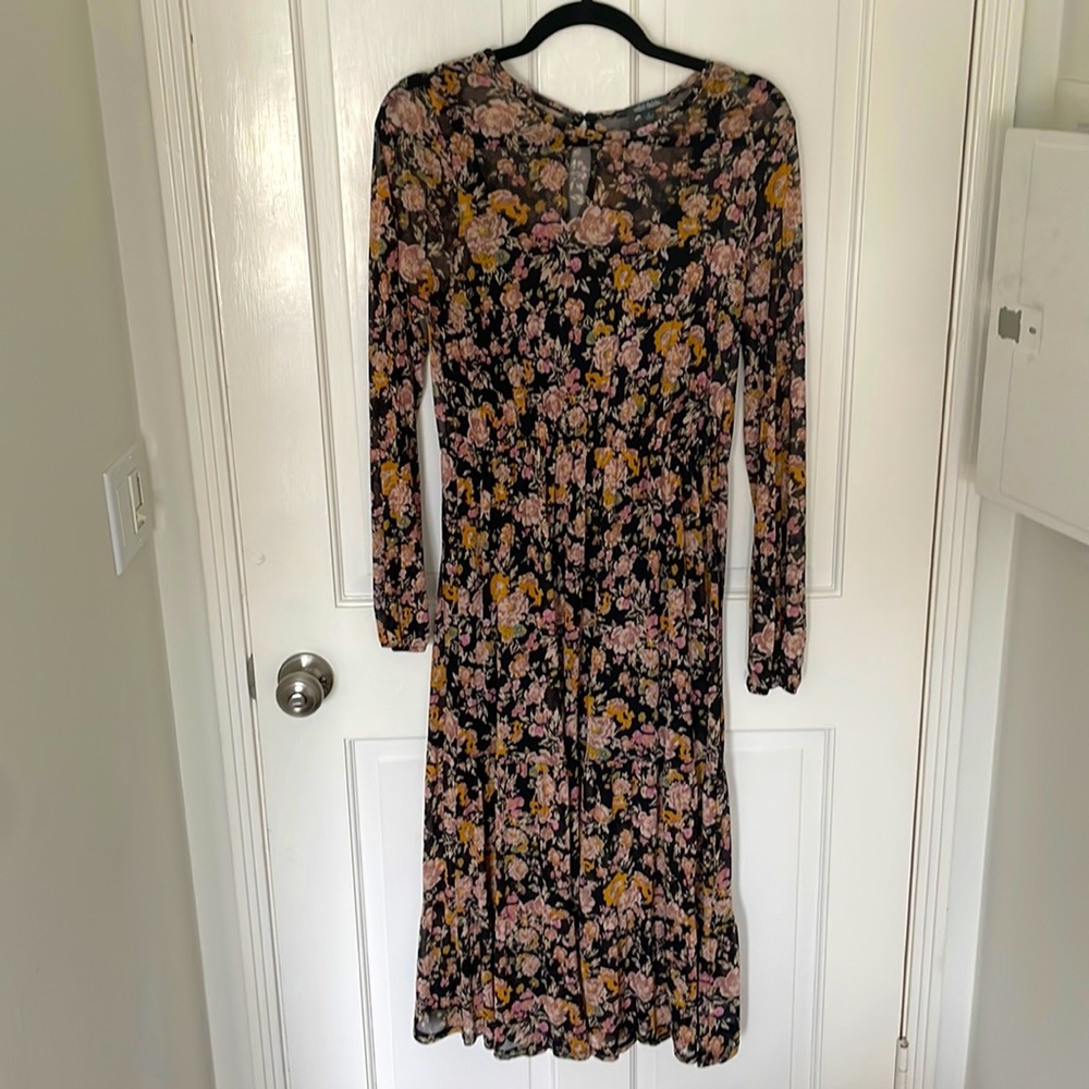 Mesh Floral Midi Dress